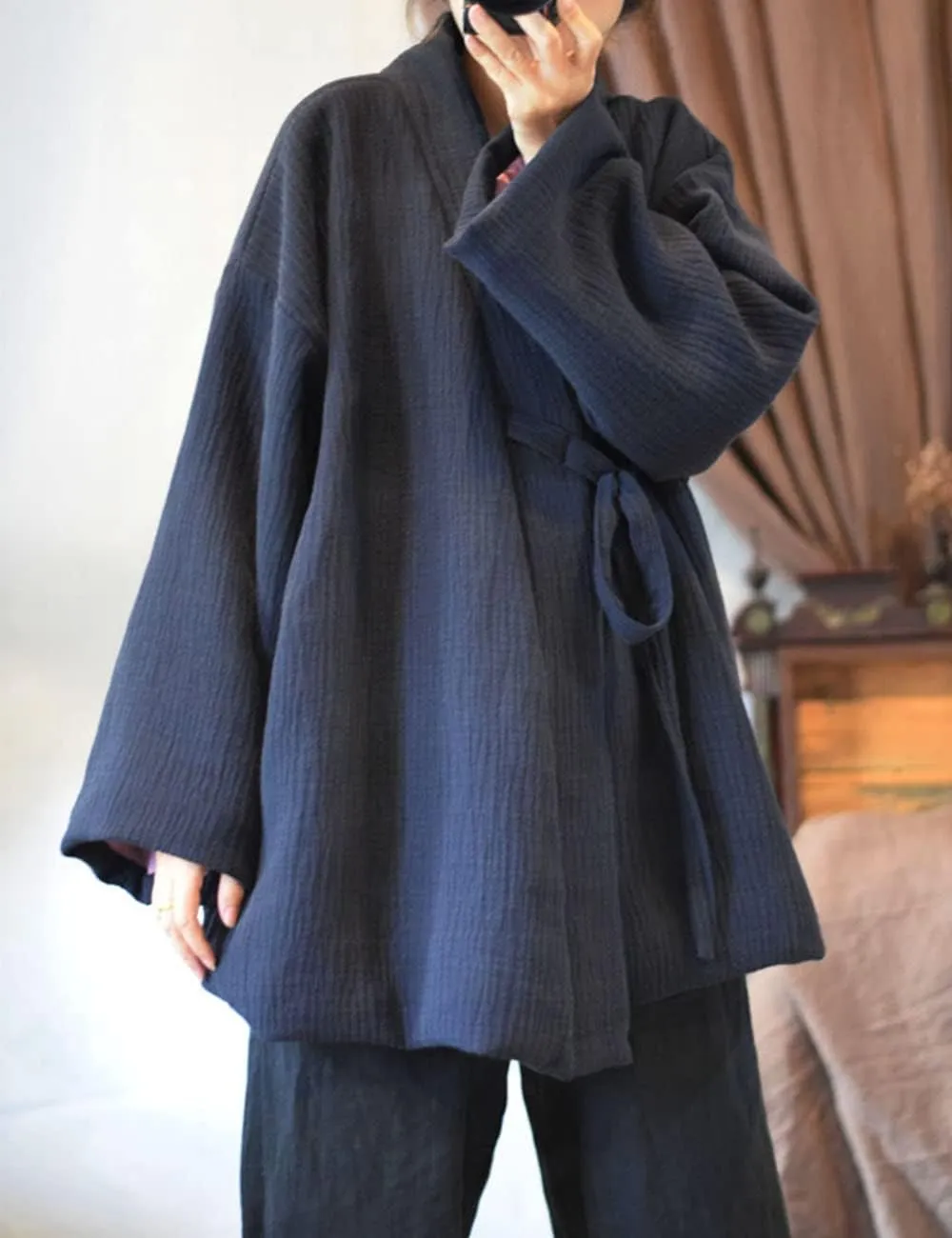 NFYM Women Hanten Cotton Jacket Japanese Kimono Style Warm Quilted Winter Coat