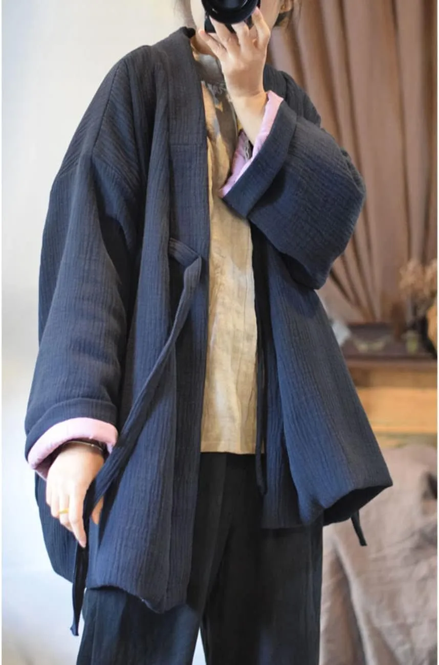 NFYM Women Hanten Cotton Jacket Japanese Kimono Style Warm Quilted Winter Coat