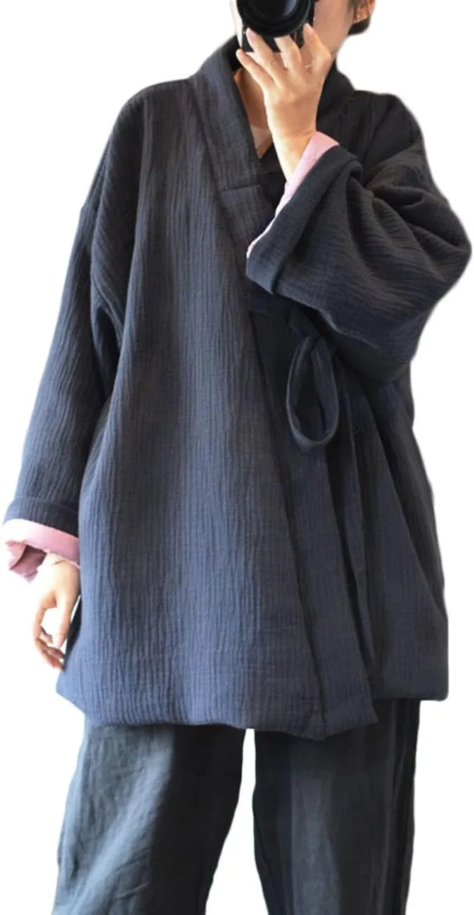 NFYM Women Hanten Cotton Jacket Japanese Kimono Style Warm Quilted Winter Coat