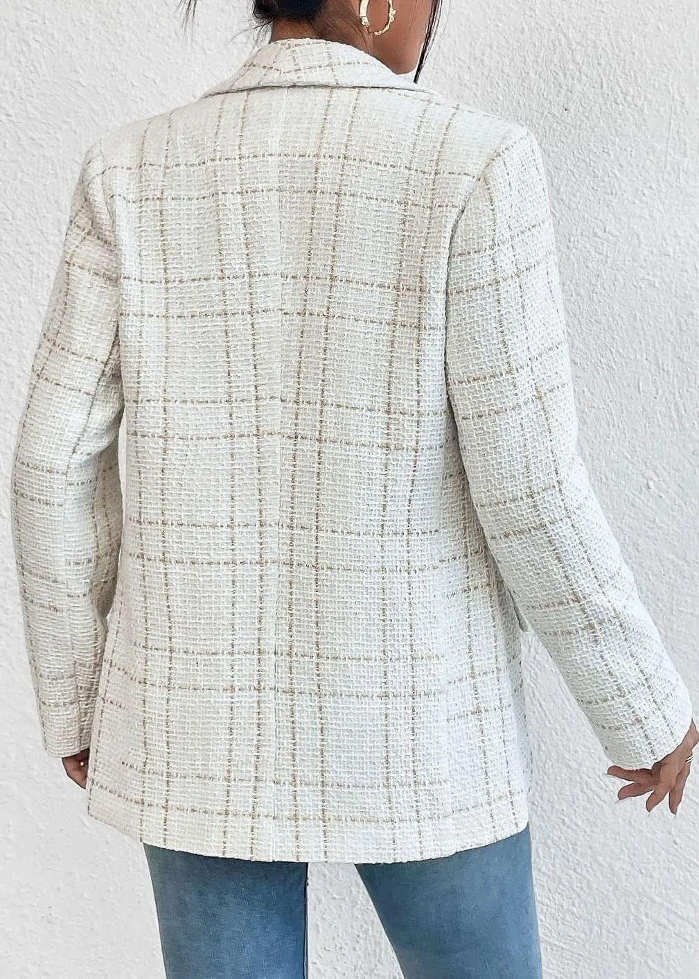 Nihsatin Women's Business Casual Blazer Lapel Collar Open Front Long Sleeve Jackets