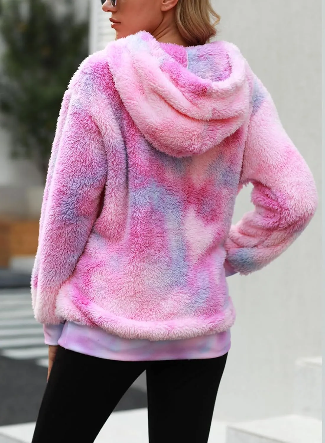 Nirovien Womens Sherpa Pullover Oversized Fuzzy Hoodie Double Fleece Sweatshirts Fluffy Plaid Outerwear Warm Coats