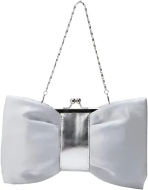 NOLITOY Female Evening Bag Bow Stylish Pu Clutch for Wedding Party Banquet Evening Events