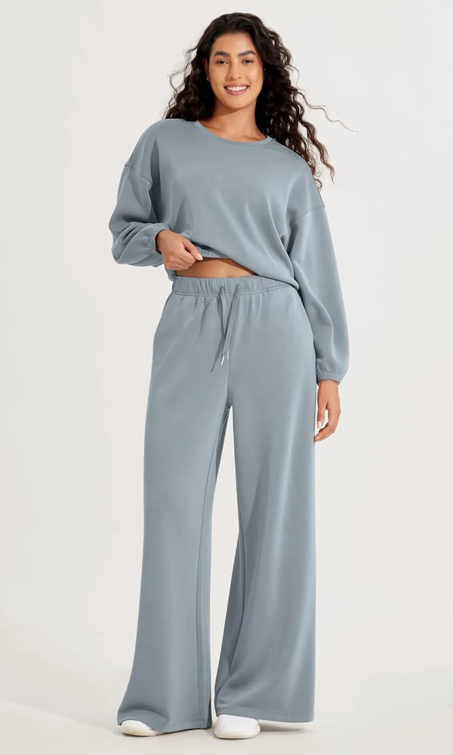 ODODOS Women's Modal Soft Extra Wide Leg Pants with Pockets Drawstring High Waist Pull-On Casual Pants