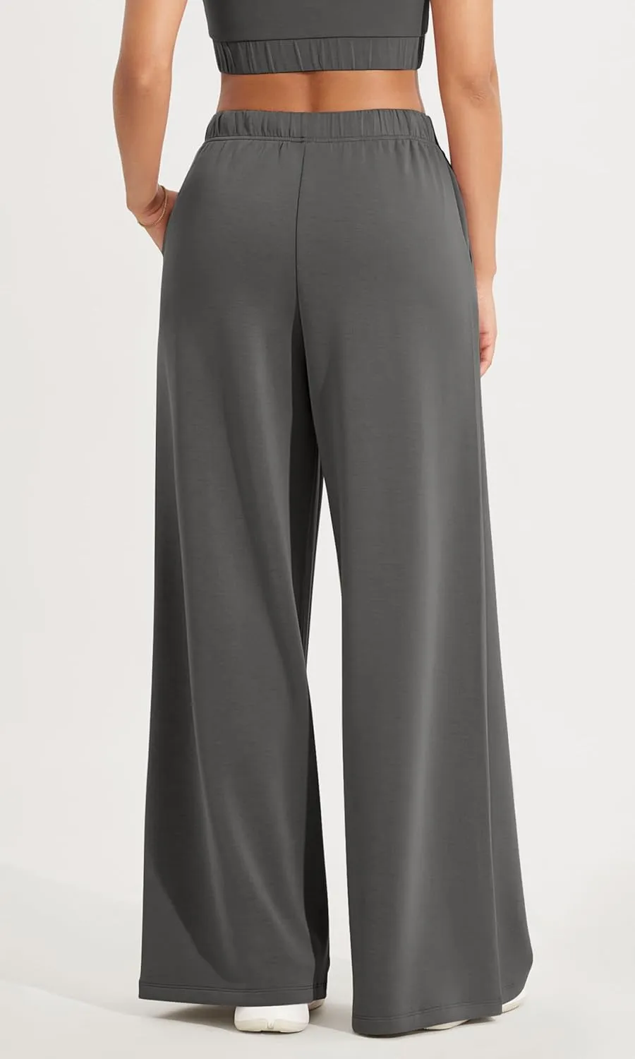 ODODOS Women's Modal Soft Extra Wide Leg Pants with Pockets Drawstring High Waist Pull-On Casual Pants