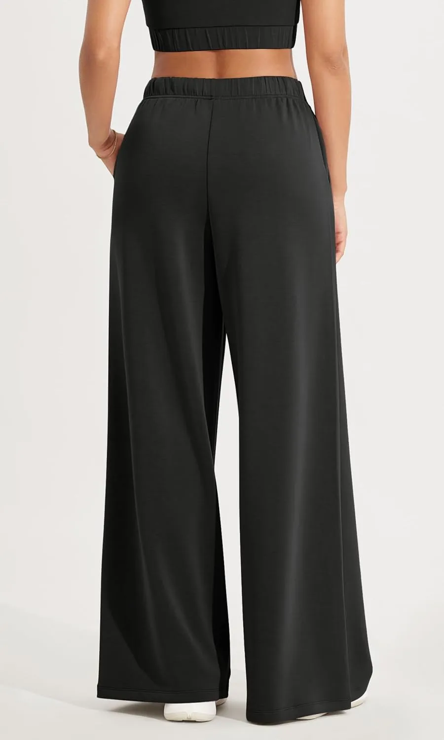 ODODOS Women's Modal Soft Extra Wide Leg Pants with Pockets Drawstring High Waist Pull-On Casual Pants