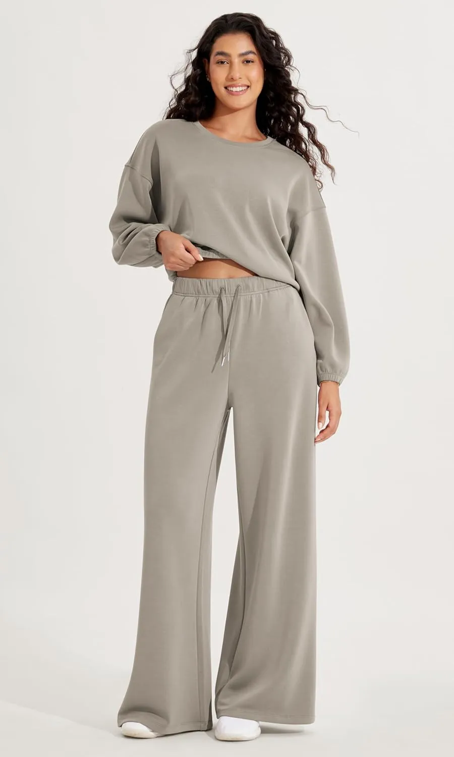 ODODOS Women's Modal Soft Extra Wide Leg Pants with Pockets Drawstring High Waist Pull-On Casual Pants