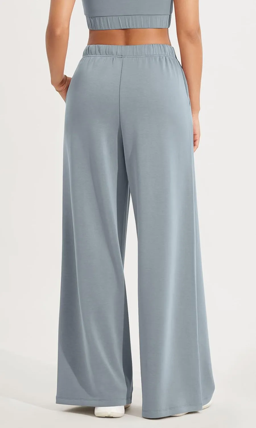 ODODOS Women's Modal Soft Extra Wide Leg Pants with Pockets Drawstring High Waist Pull-On Casual Pants