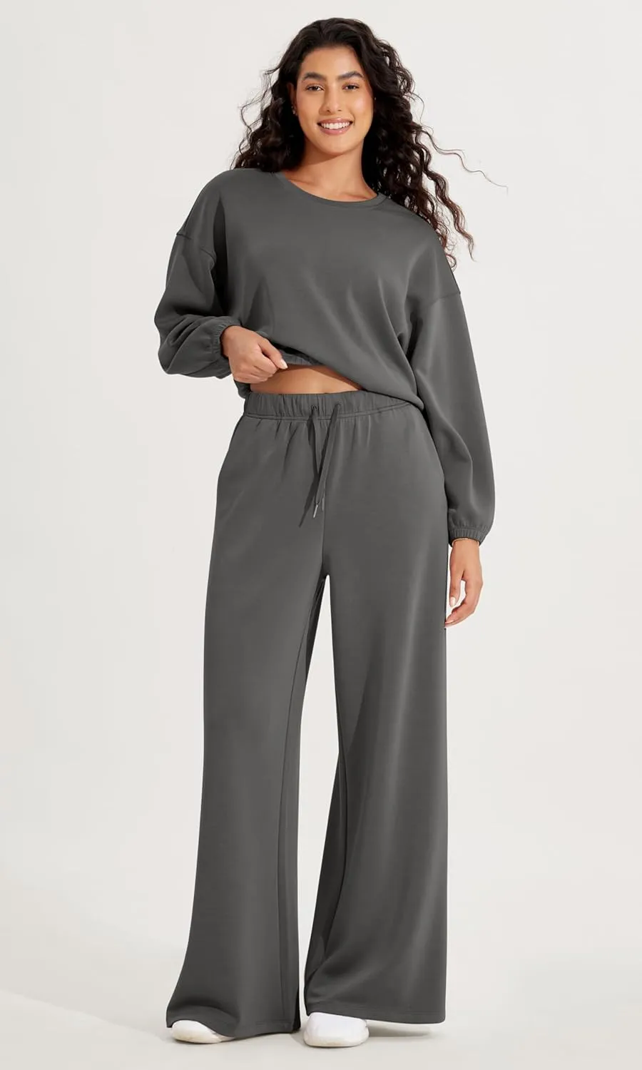ODODOS Women's Modal Soft Extra Wide Leg Pants with Pockets Drawstring High Waist Pull-On Casual Pants