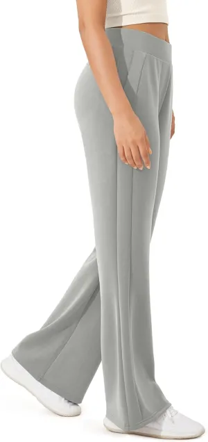 ODODOS Women's Modal Soft Mini Flared Pants with Pockets High Waist Pull-On Casual Lounge Pants-29/31" Inseam