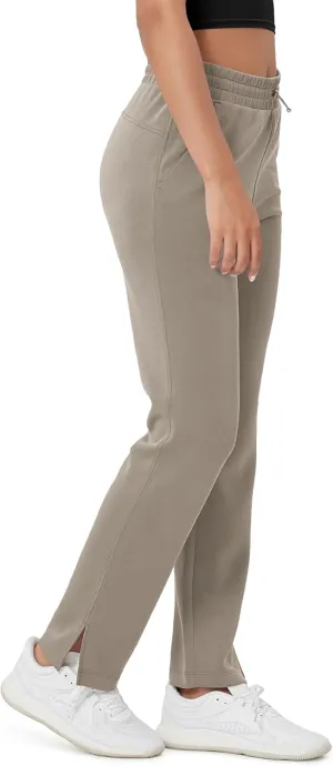ODODOS Women's Modal Soft Split-Hem High Waist Pants with Pockets Adjustable Shockcord Casual Lounge Pants