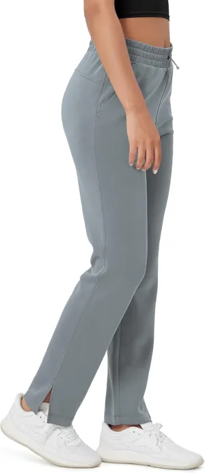 ODODOS Women's Modal Soft Split-Hem High Waist Pants with Pockets Adjustable Shockcord Casual Lounge Pants