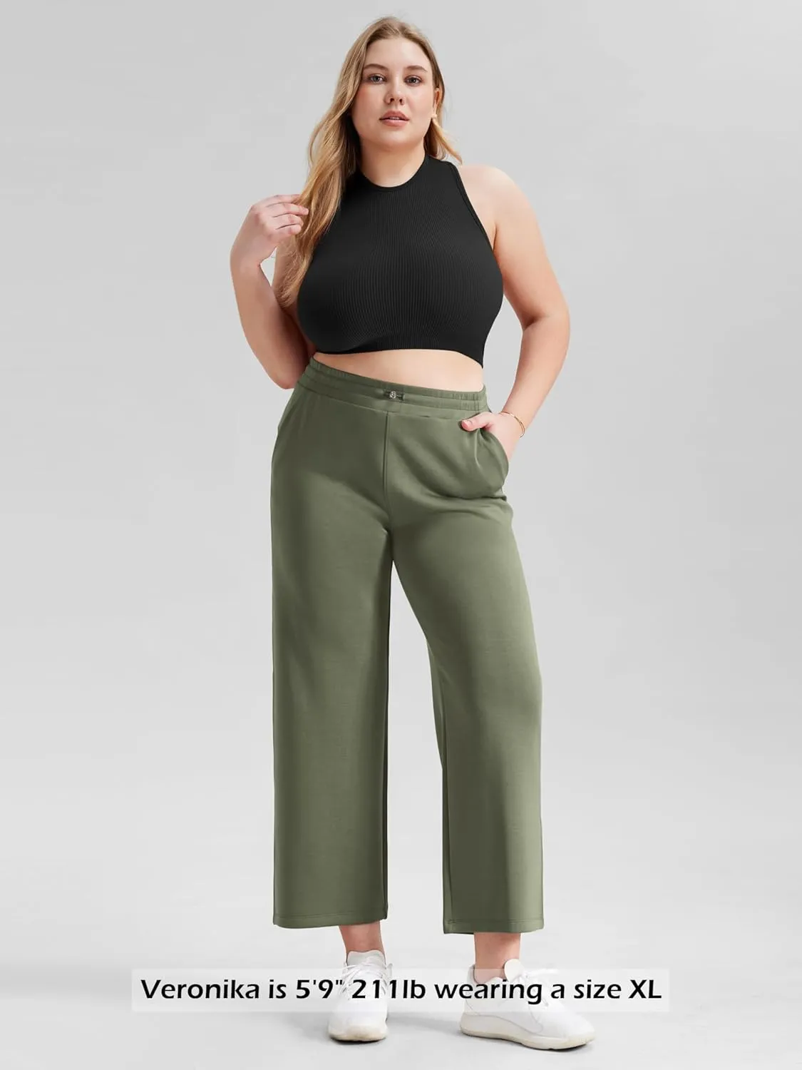 ODODOS Women's Modal Soft Wide Leg Pants with Pockets Adjustable Shockcord High Waist Casual Lounge Pants-27/29/31" Inseam