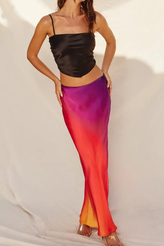 Ombre Pull On Maxi Skirt