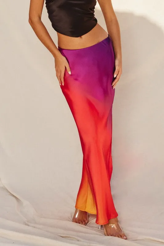 Ombre Pull On Maxi Skirt