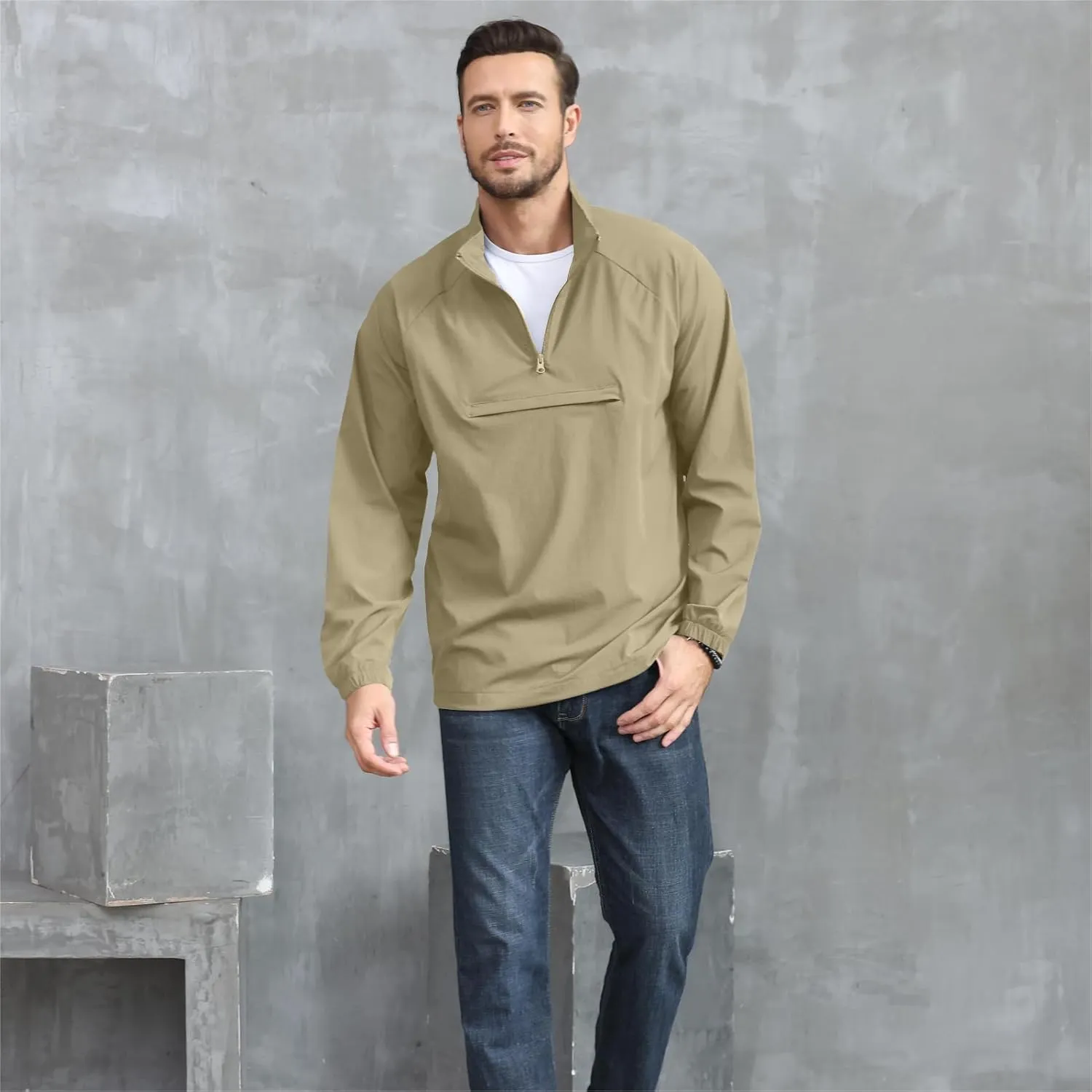 Opomelo Men's Athletic Quarter Zip Pullover Golf Hiking Running Lightweight Jacket Workout Sweatshirt With Pocket