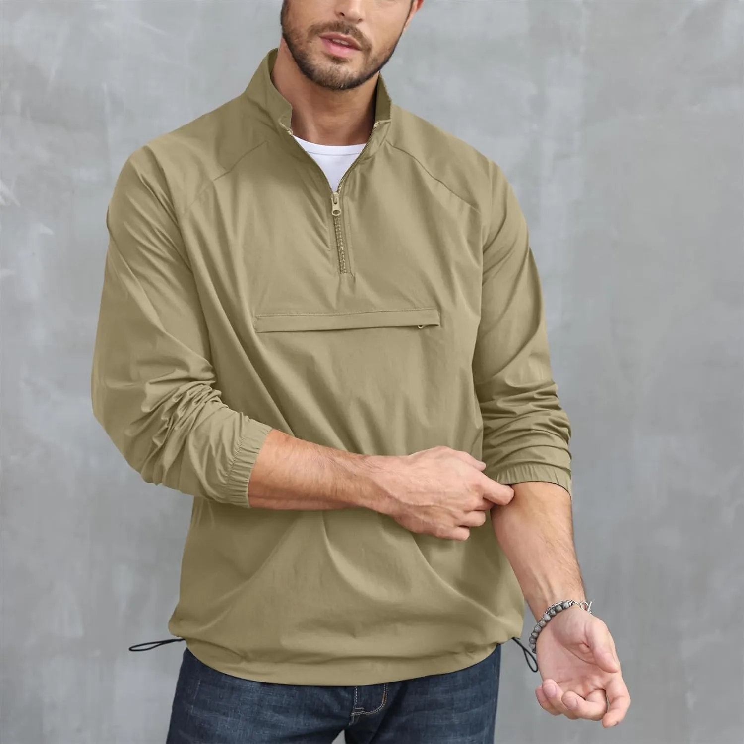 Opomelo Men's Athletic Quarter Zip Pullover Golf Hiking Running Lightweight Jacket Workout Sweatshirt With Pocket