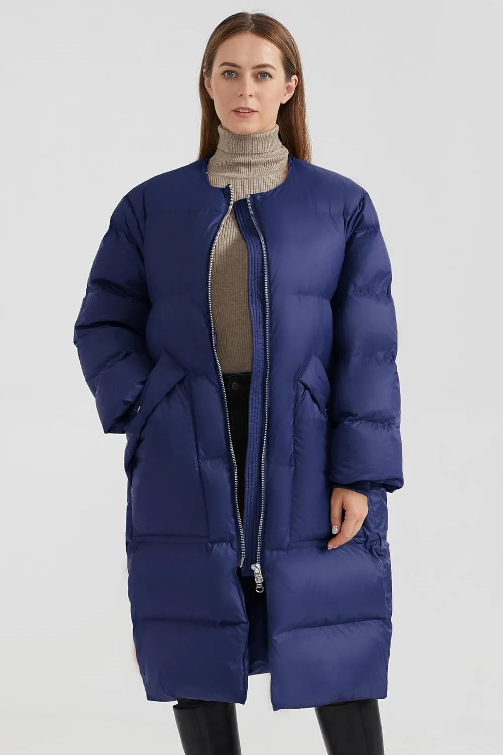Orolay Women's Puffer Down Coat Long Stylish Winter Jacket with Warm Thickened Collar