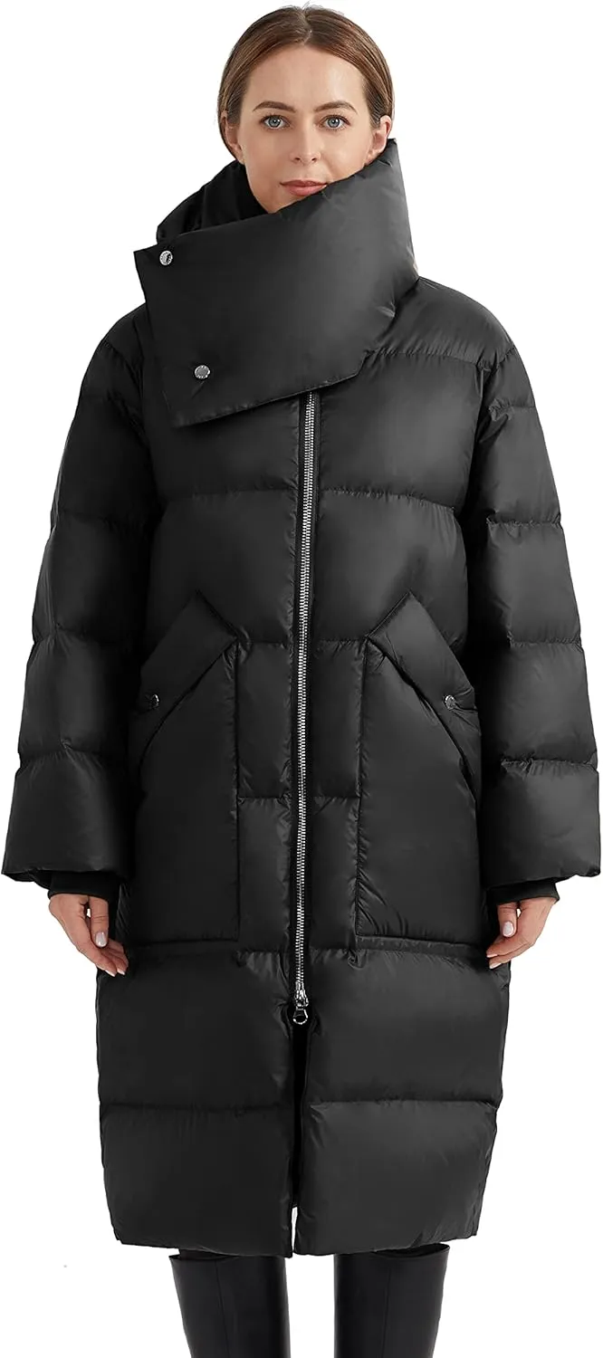 Orolay Women's Puffer Down Coat Long Stylish Winter Jacket with Warm Thickened Collar