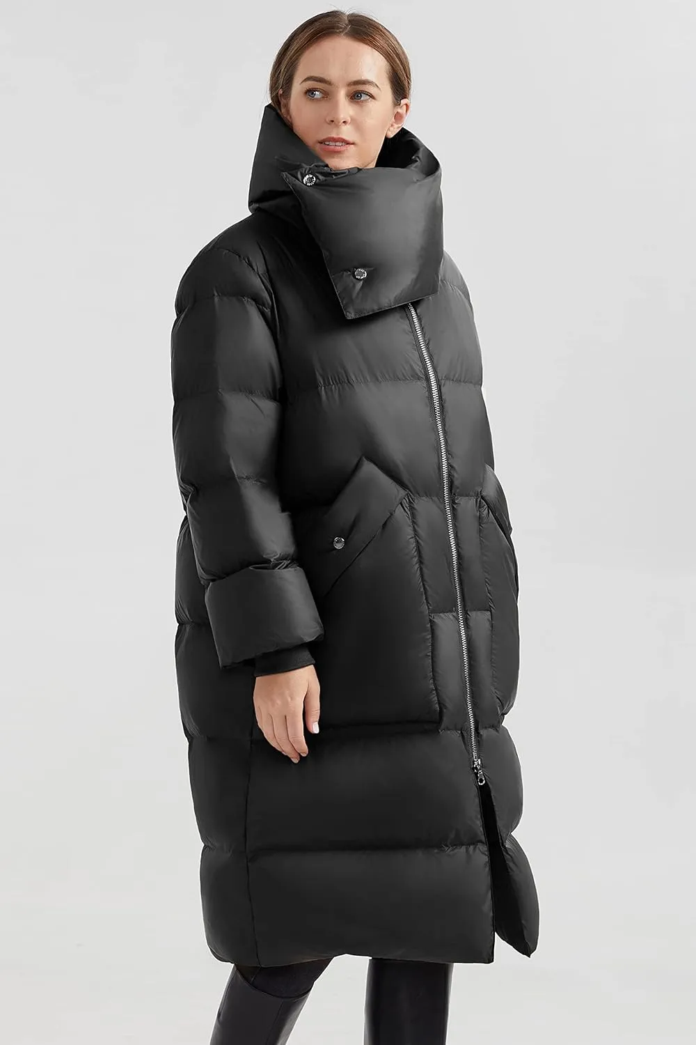 Orolay Women's Puffer Down Coat Long Stylish Winter Jacket with Warm Thickened Collar