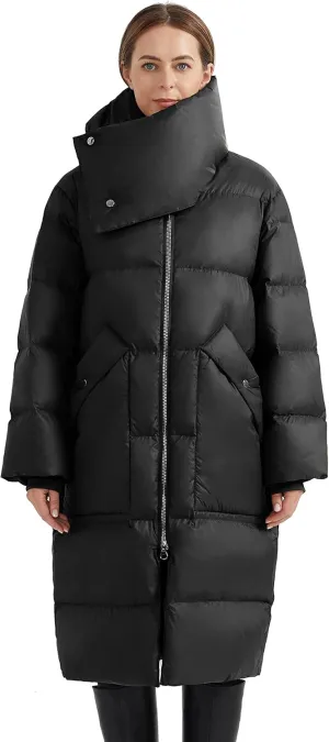 Orolay Women's Puffer Down Coat Long Stylish Winter Jacket with Warm Thickened Collar
