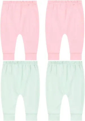 Pack of 4 Baby Jogger Pants - Soft Cotton Pants for Boys and Girls - Unisex Cute Color Designs for Infants