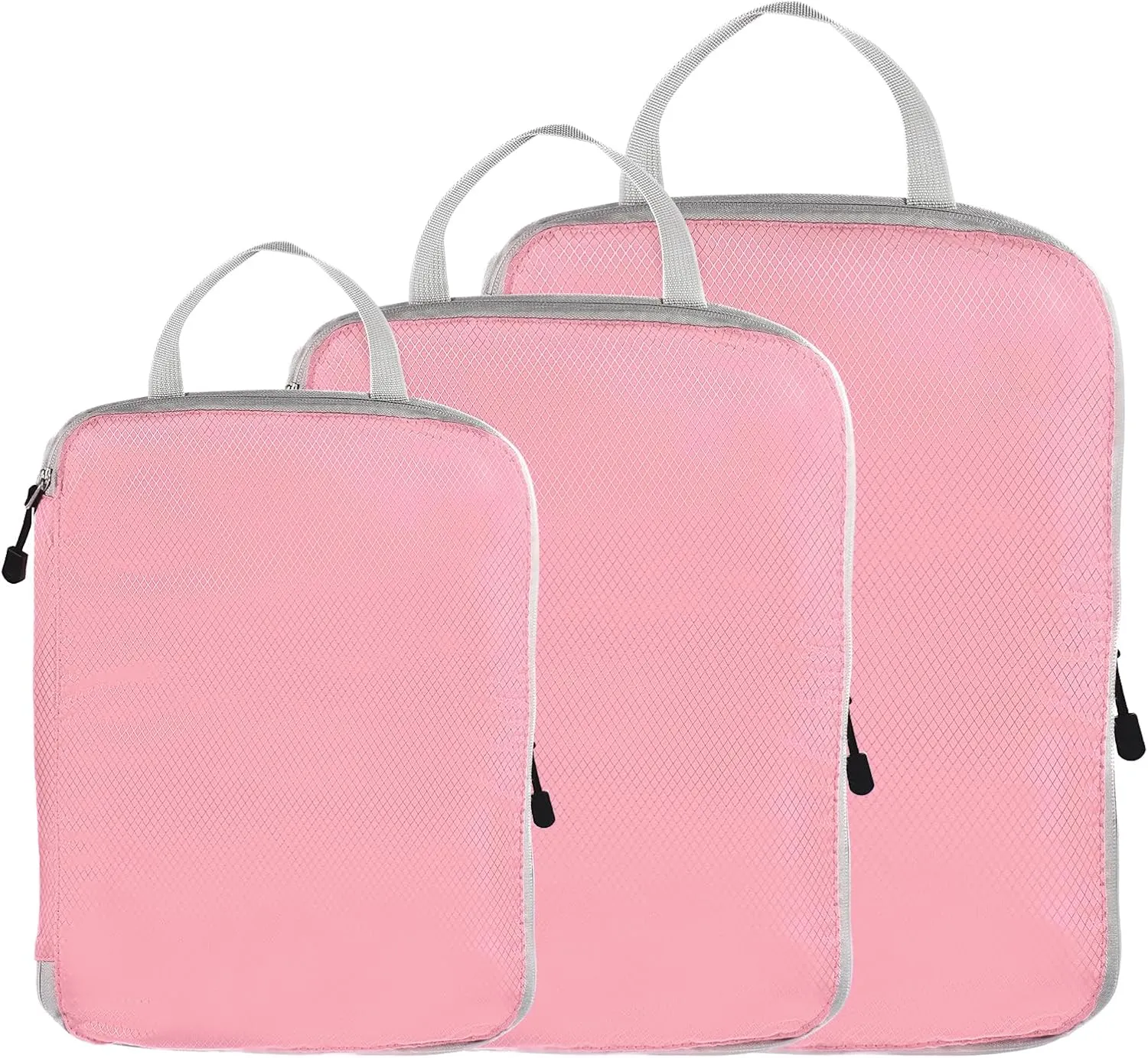 PATIKIL Compression Packing Cube for Travel, 3 Set Waterproof Nylon Luggage Organizer Bags Lightweight Compression Cube for Outdoor Suitcases Backpack, Pink