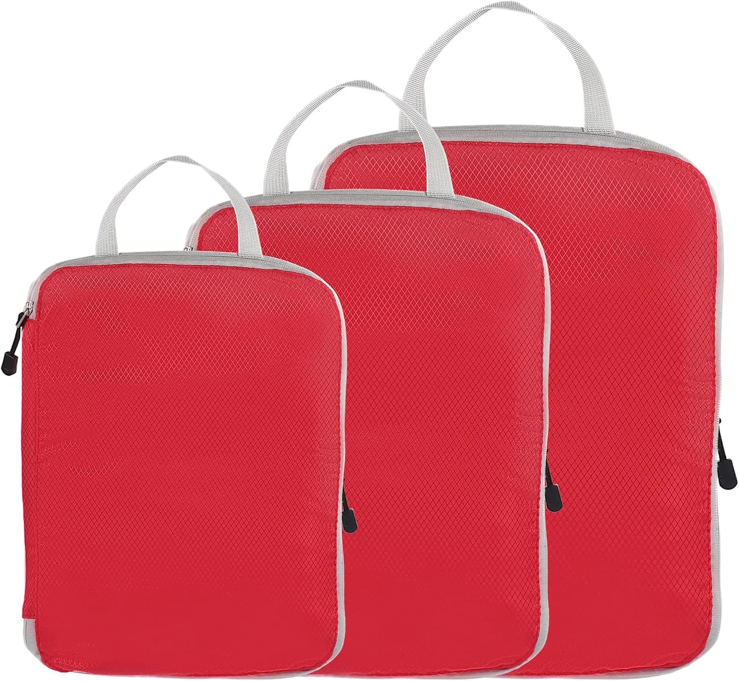 PATIKIL Compression Packing Cube for Travel, 3 Set Waterproof Nylon Luggage Organizer Bags Lightweight Compression Cube for Outdoor Suitcases Backpack, Red