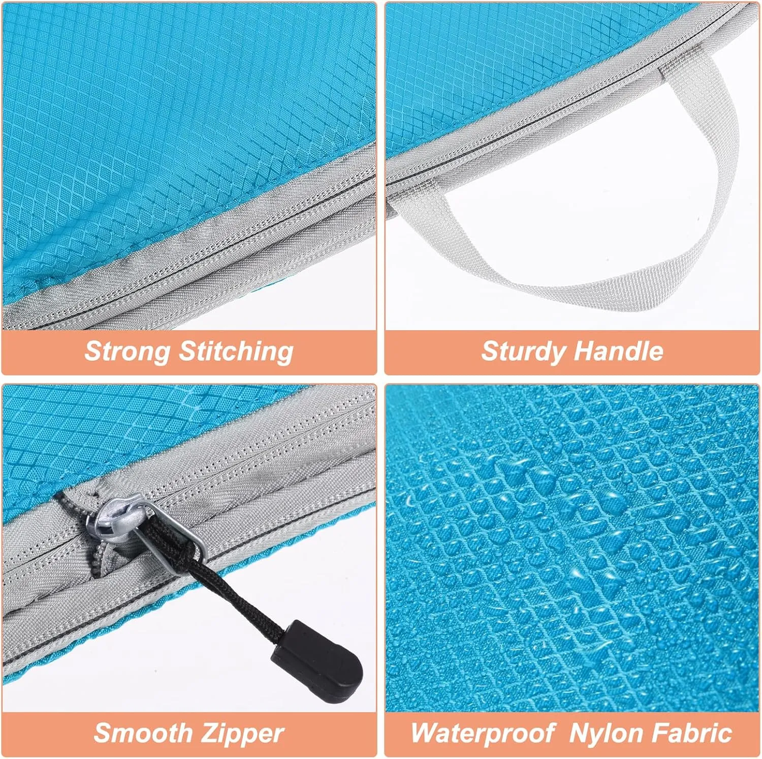PATIKIL Compression Packing Cube for Travel, 4 Set Waterproof Nylon Luggage Organizer Bags Lightweight Compression Cube for Outdoor Suitcases Backpack, Sky Blue