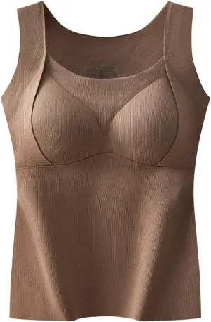 Patiyu Shop Built Bra, Camisole with Built-in Shelf Bra,2 in 1 Warming Vest with Built in Bra, Bra Tank Tops for Women