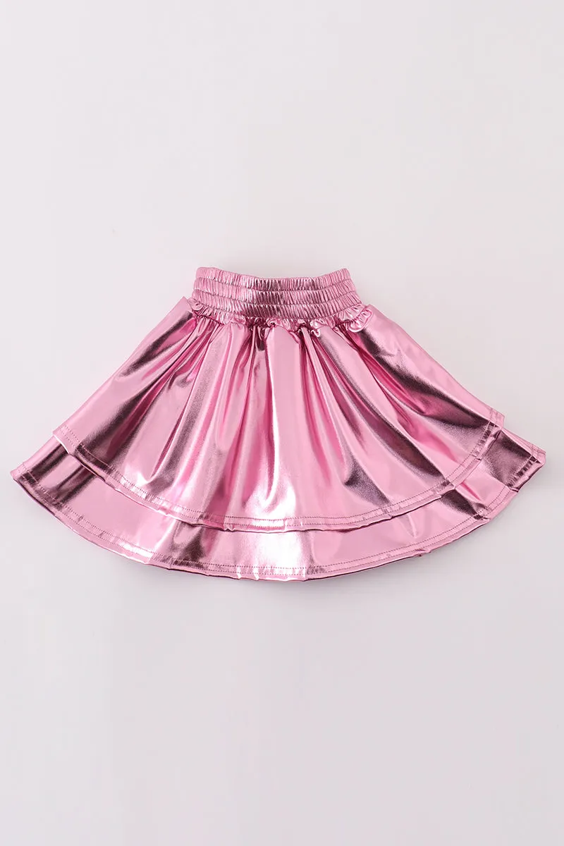 Pink Girl Ruffle Laser Skorts