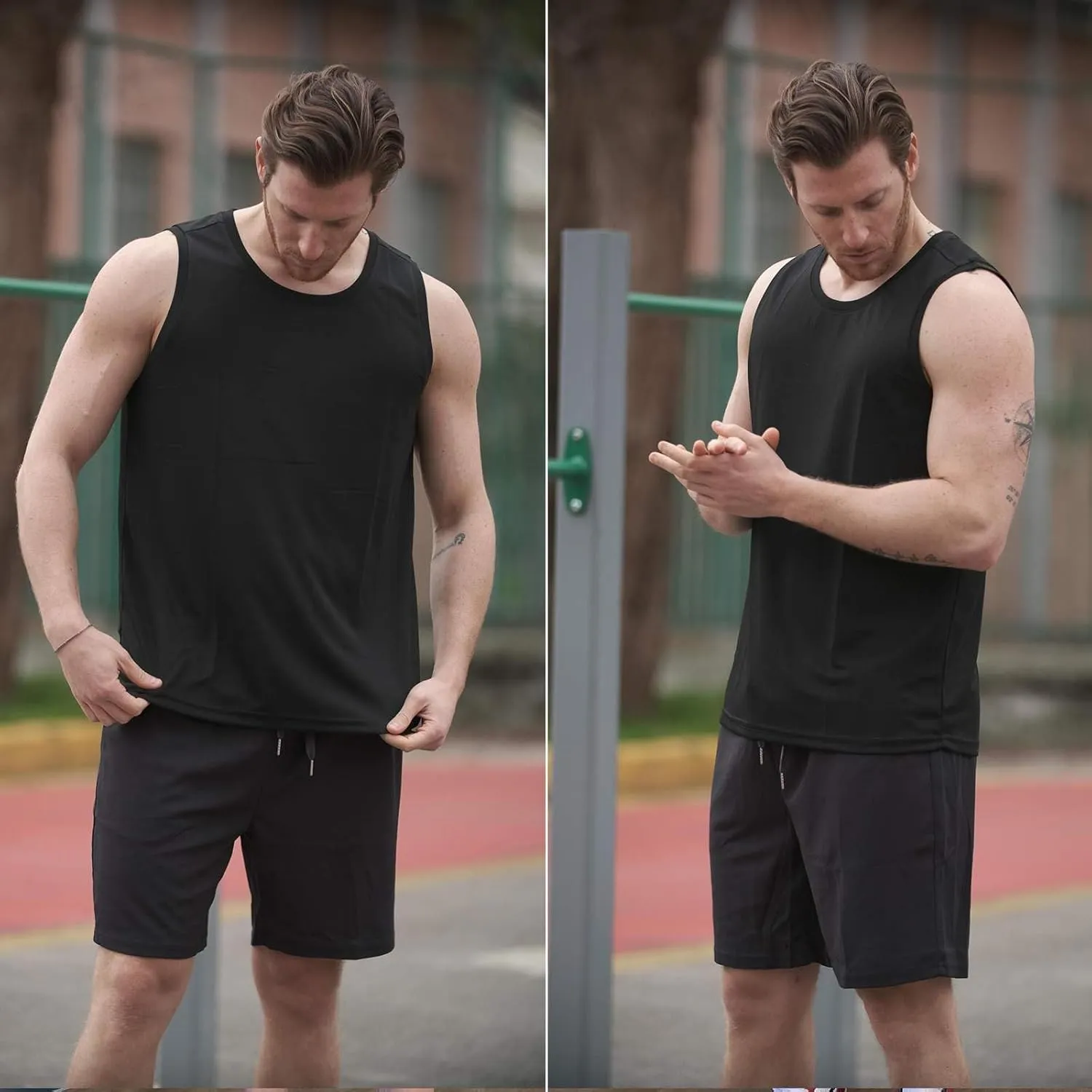 PINSPARK Beach Tank Tops for Men Summer Quick Dry Sleeveless Gym Workout Shirts Mens Athletic Running Tank Top UPF 50 