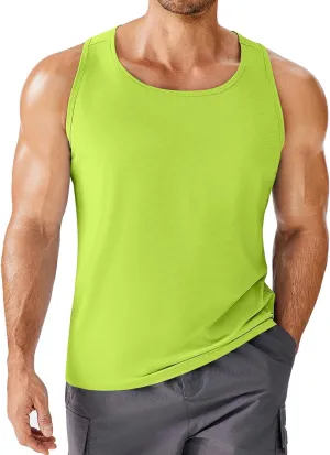 PINSPARK Beach Tank Tops for Men Summer Quick Dry Sleeveless Gym Workout Shirts Mens Athletic Running Tank Top UPF 50 