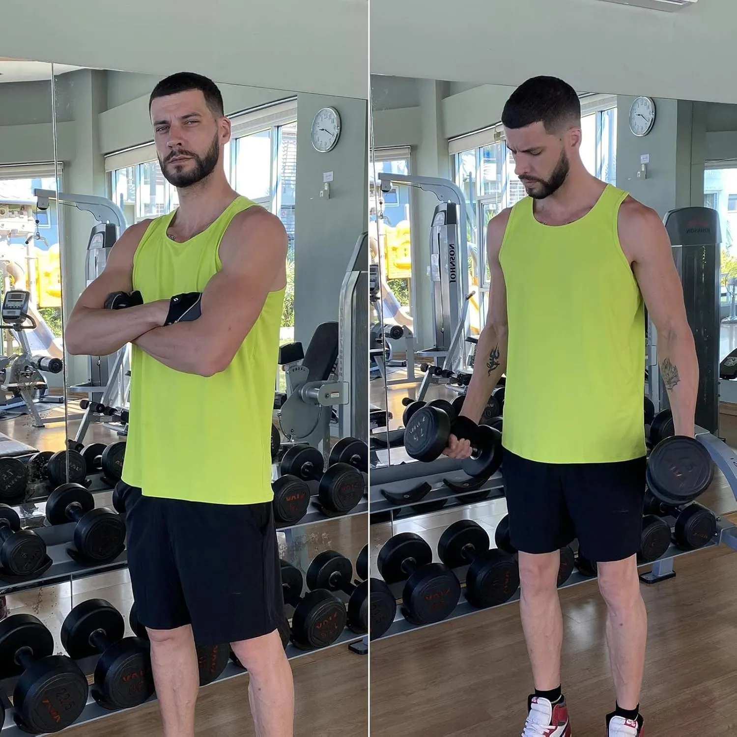 PINSPARK Beach Tank Tops for Men Summer Quick Dry Sleeveless Gym Workout Shirts Mens Athletic Running Tank Top UPF 50 