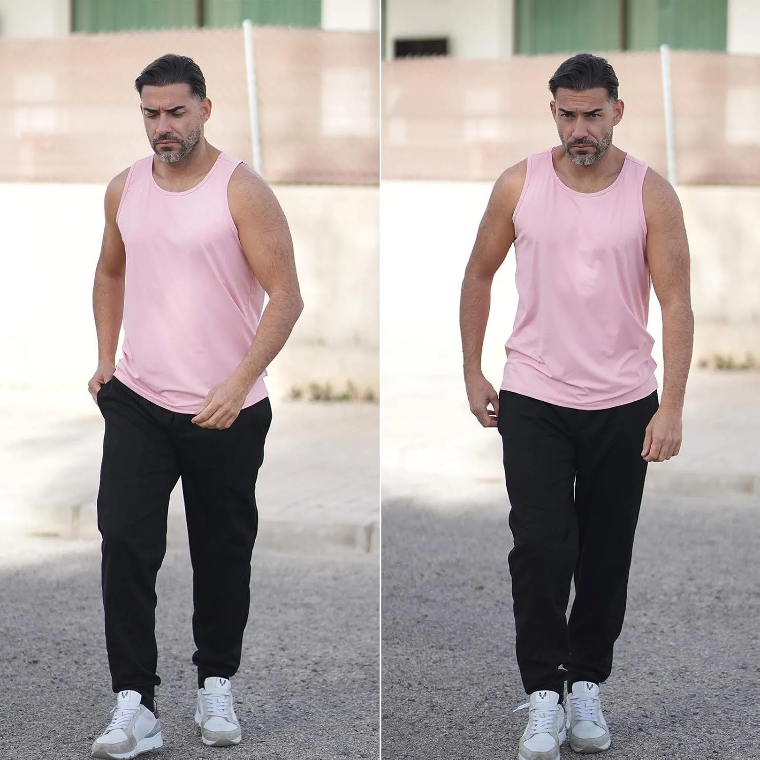 PINSPARK Beach Tank Tops for Men Summer Quick Dry Sleeveless Gym Workout Shirts Mens Athletic Running Tank Top UPF 50 