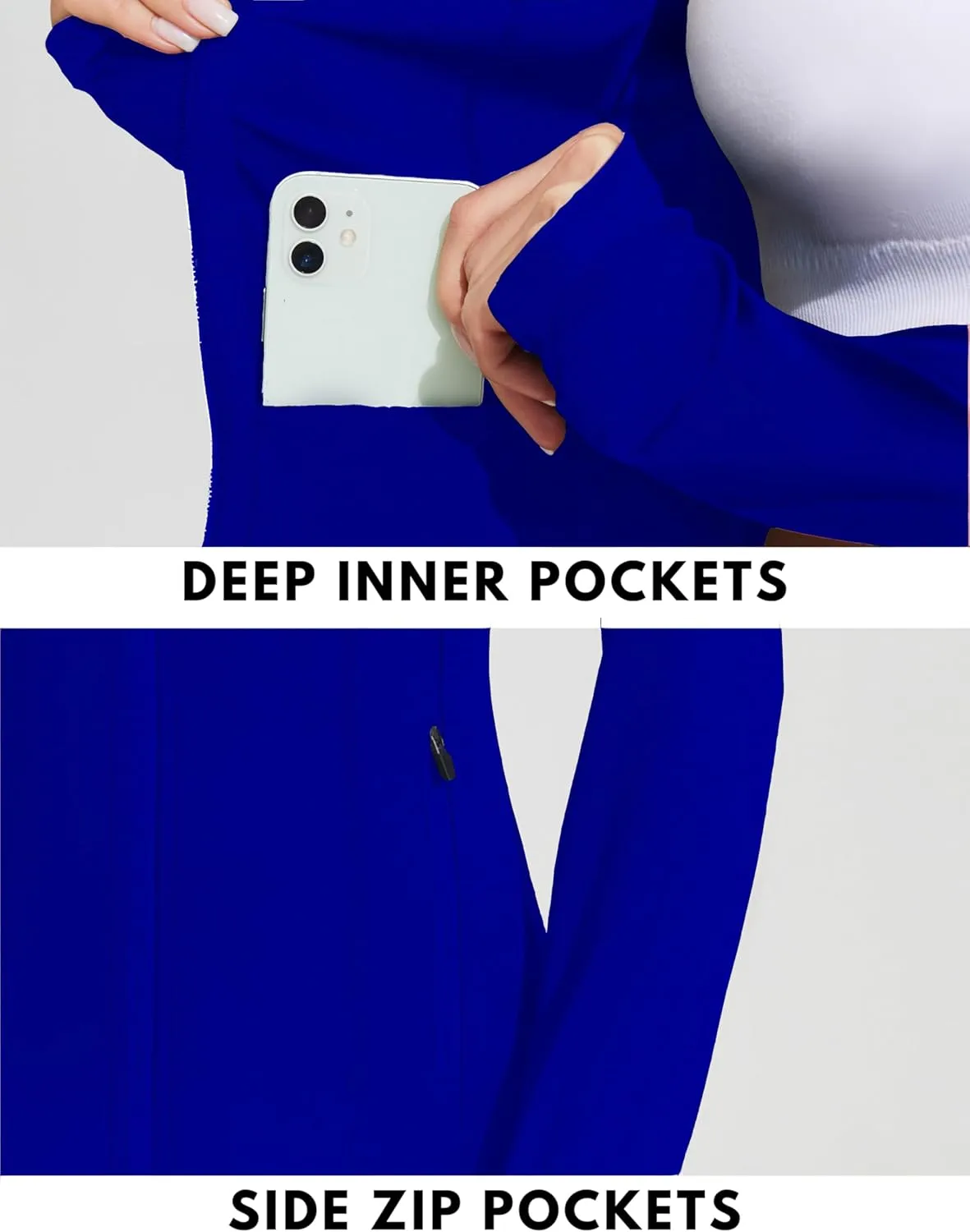 PINSPARK Women's Athletic Jackets Slim Fit Workout Jacket Full Zip Up Running Gym Yoga Sports Tops with Pockets