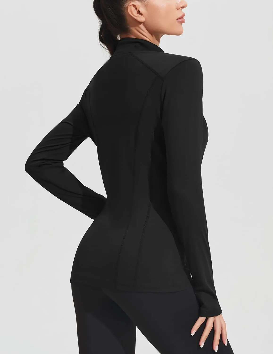 PINSPARK Women's Athletic Jackets Slim Fit Workout Jacket Full Zip Up Running Gym Yoga Sports Tops with Pockets