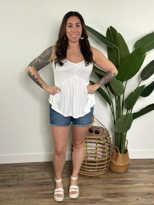 Piper Babydoll Tank - White - (Small -2X)
