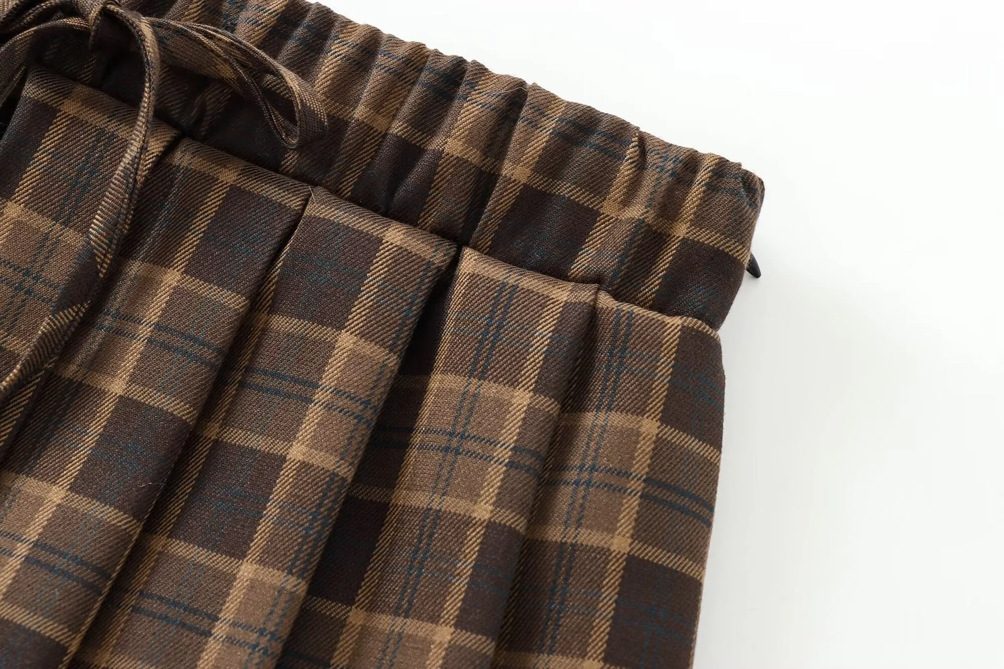 Plaid Pleated Tied Waist Mini Skirt