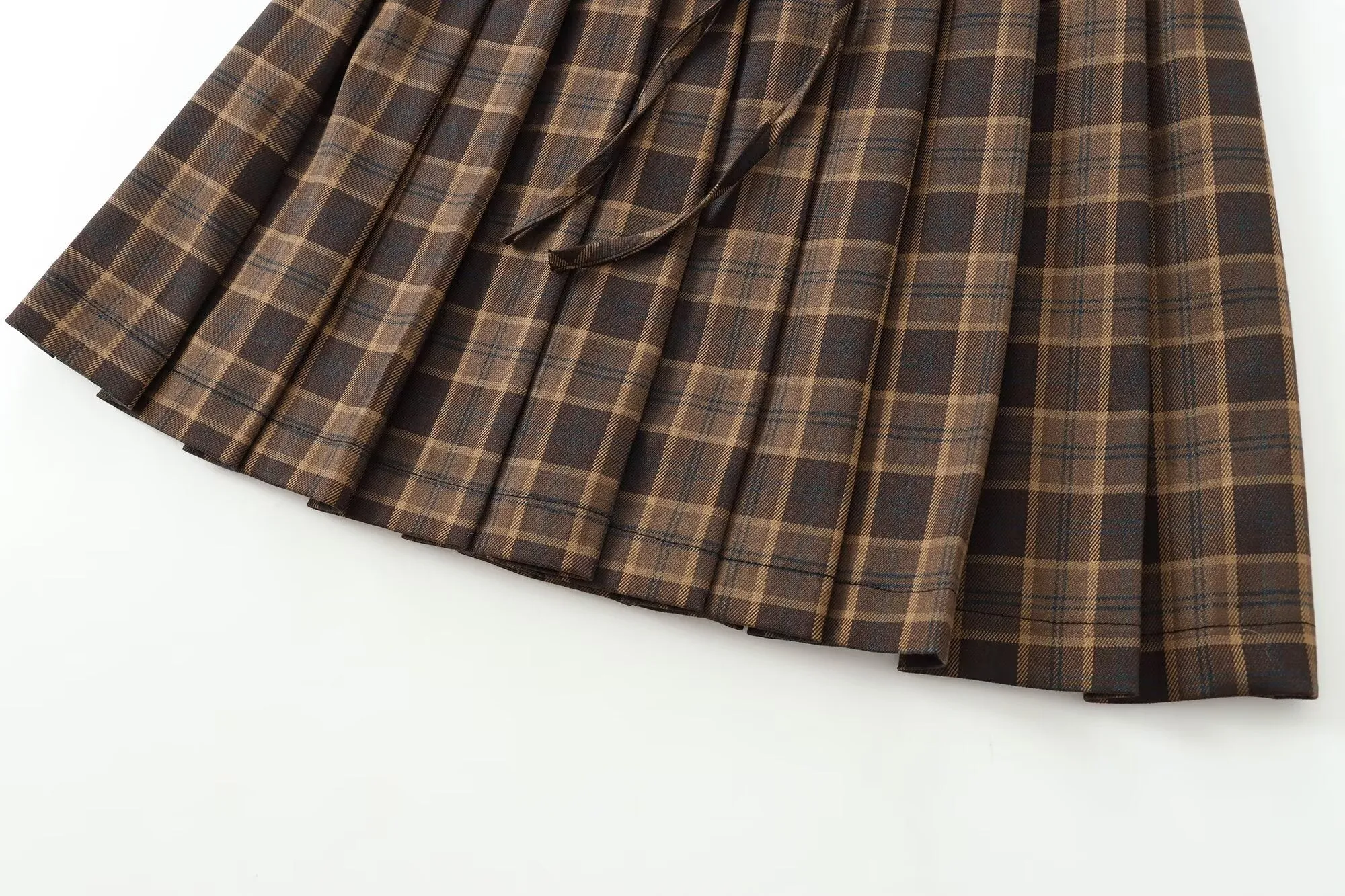 Plaid Pleated Tied Waist Mini Skirt
