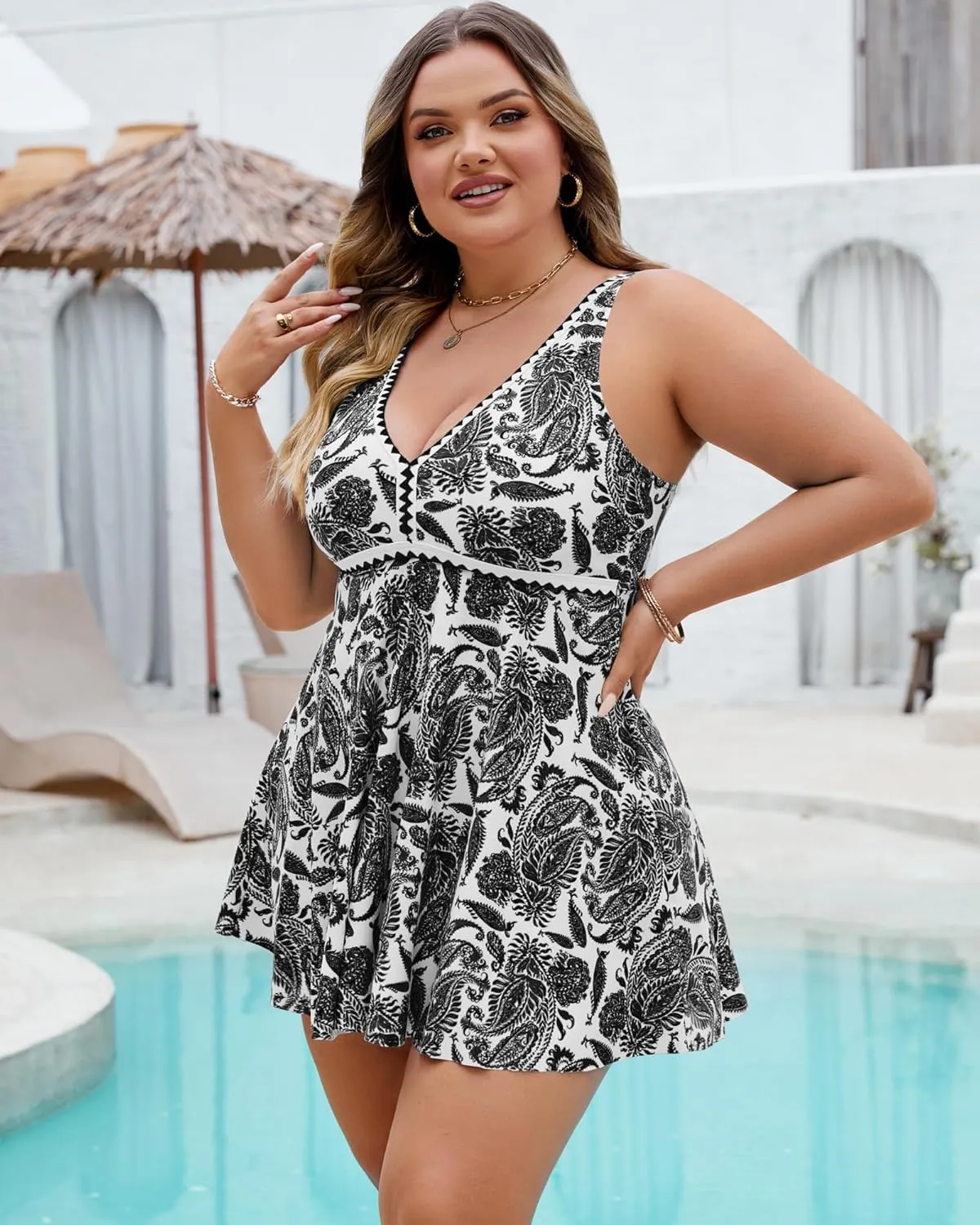 Plus Size Tankini Swimsuits for Women 2 Piece Tummy Control Modest Bathing Suits Bikini Swim Dress with Shorts 2025