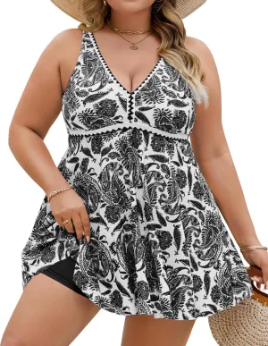 Plus Size Tankini Swimsuits for Women 2 Piece Tummy Control Modest Bathing Suits Bikini Swim Dress with Shorts 2025