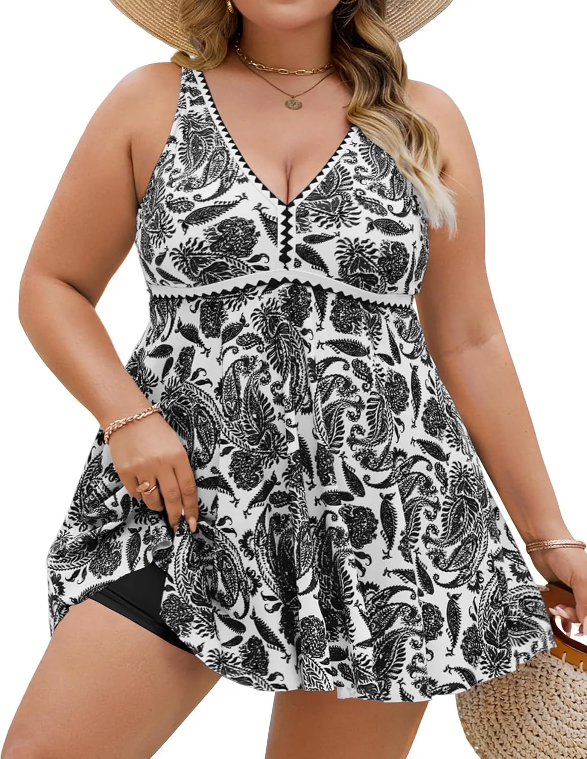 Plus Size Tankini Swimsuits for Women 2 Piece Tummy Control Modest Bathing Suits Bikini Swim Dress with Shorts 2025
