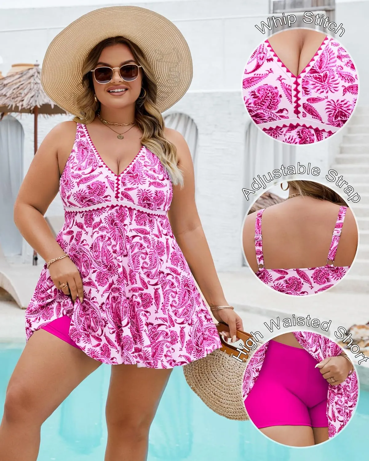 Plus Size Tankini Swimsuits for Women 2 Piece Tummy Control Modest Bathing Suits Bikini Swim Dress with Shorts 2025