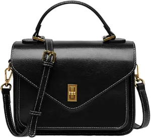 POPSEWING Genuine Leather Messenger Bag Small Classic & Stylish Bag for Woman Shoulder Bag