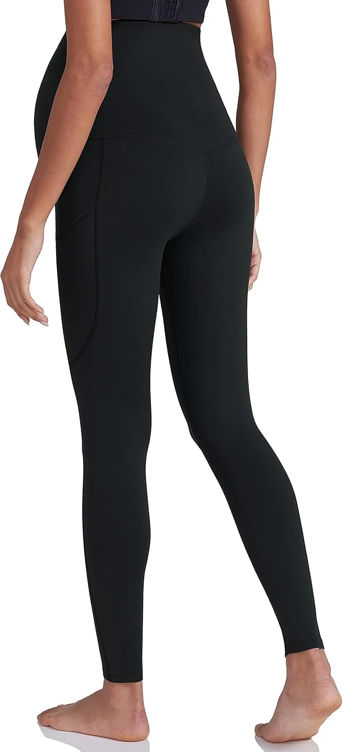 POSHDIVAH Women's Maternity Workout Leggings Over The Belly Pregnancy Yoga Pants with Pockets Soft Activewear Work Pants