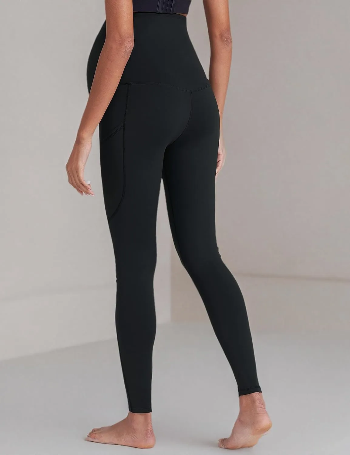 POSHDIVAH Women's Maternity Workout Leggings Over The Belly Pregnancy Yoga Pants with Pockets Soft Activewear Work Pants