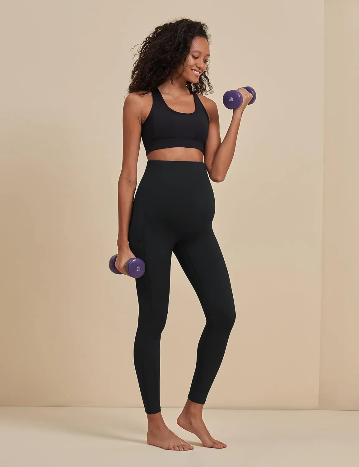 POSHDIVAH Women's Maternity Workout Leggings Over The Belly Pregnancy Yoga Pants with Pockets Soft Activewear Work Pants