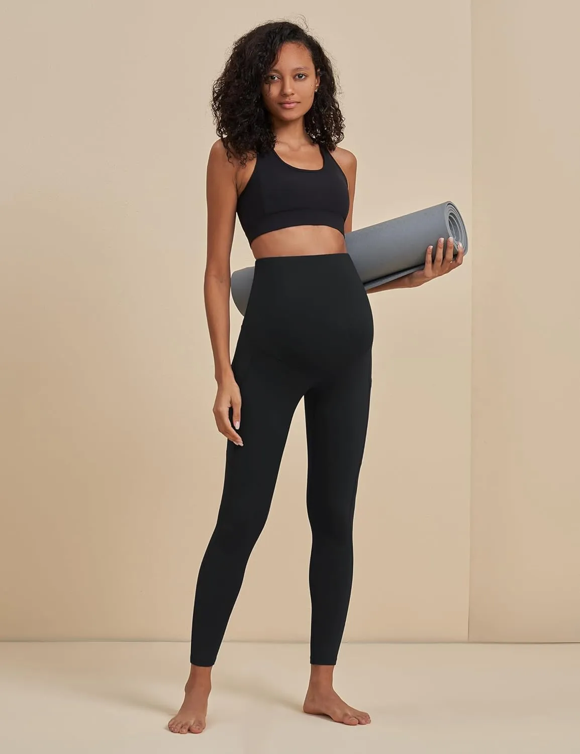 POSHDIVAH Women's Maternity Workout Leggings Over The Belly Pregnancy Yoga Pants with Pockets Soft Activewear Work Pants