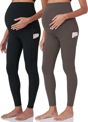 POSHDIVAH Women's Maternity Workout Leggings Over The Belly Pregnancy Yoga Pants with Pockets Soft Activewear Work Pants