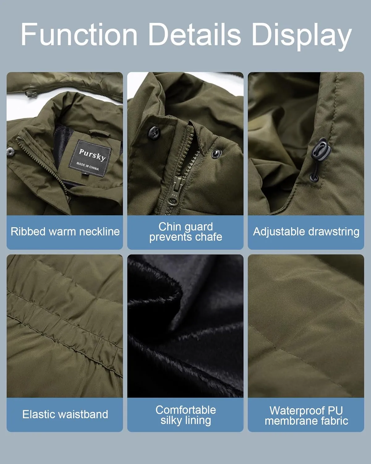 Pursky Women's Warm Winter Thicken Coat Waterproof Cropped Jackets Parka With Removable Hood